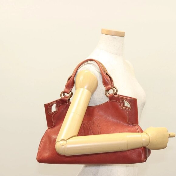 CARTIER Marcello Do Hand Bag Leather Red Auth 134037 - Picture 1 of 16